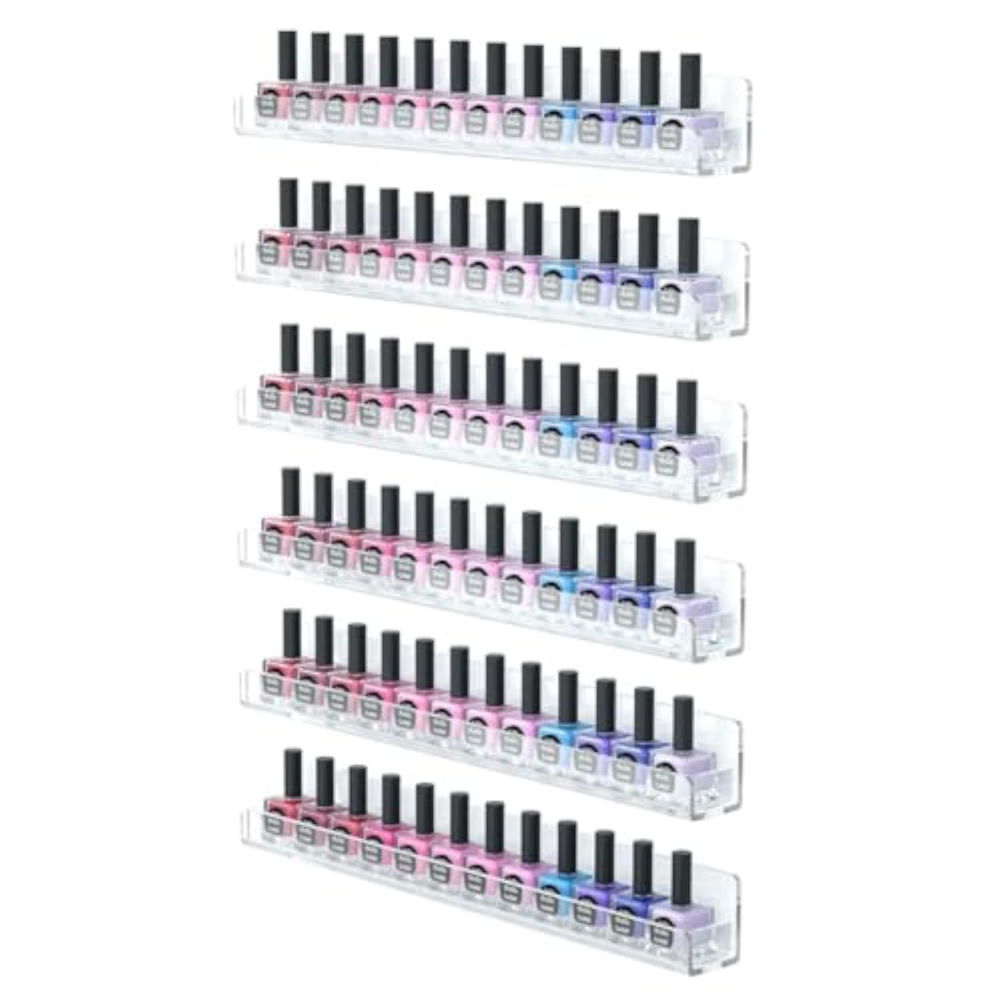 Nail Polish Wall Rack - 6 Shelves, Clear Acrylic Organizer
